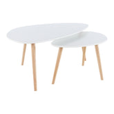 Set 2 masute FOLKO NEW, alb/fag, lemn, 116x66x45 cm/ 75x43x39 cm