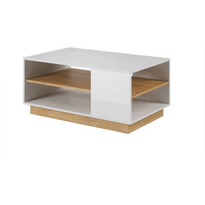 Masuta cafea CITY, PAL melaminat, alb/stejar grandson, 100x45,5x60 cm, cu un raft