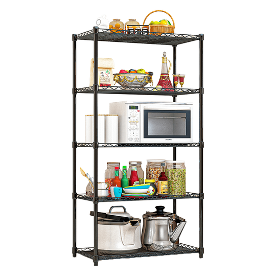 Etajera SUER TYP 2, cu 5 rafturi, negru, 56x35x160 cm