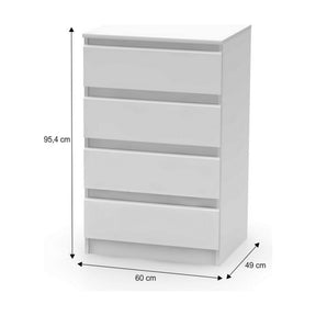 Comoda cu sertare HANY NEW 014, PAL laminat, alba, 60x49x95,4 cm