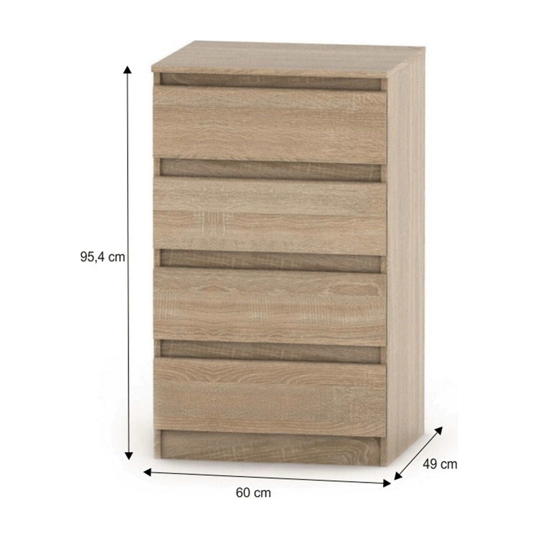 Comoda cu sertare HANY NEW 014, PAL laminat, stejar sonoma, 60x49x95.4 cm