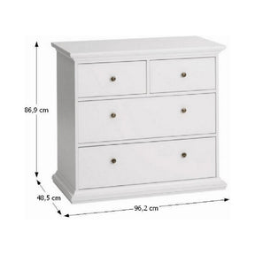 Comoda PARIS, cu 4 sertare, alb, PAL înfoliat, 96,2x86,9x48,5 cm