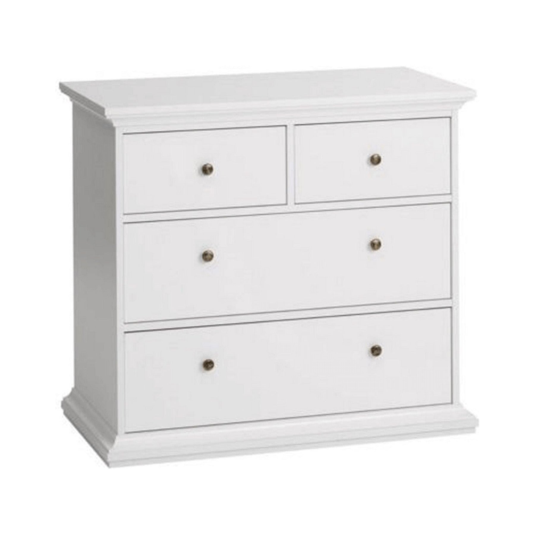 Comoda PARIS, cu 4 sertare, alb, PAL înfoliat, 96,2x86,9x48,5 cm