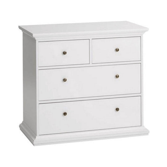Comoda PARIS, cu 4 sertare, alb, PAL înfoliat, 96,2x86,9x48,5 cm