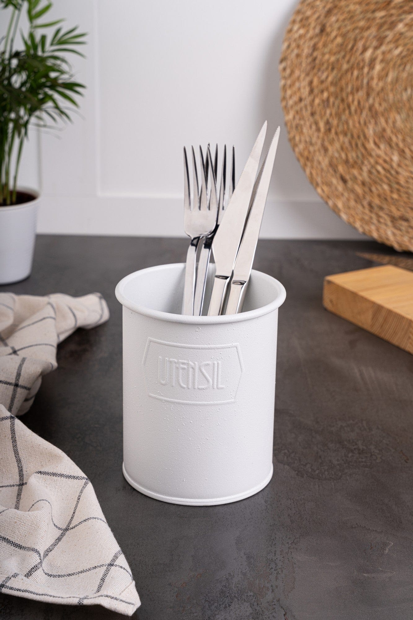 Suport ustensile AMSTERDAM OCN-31393, alb