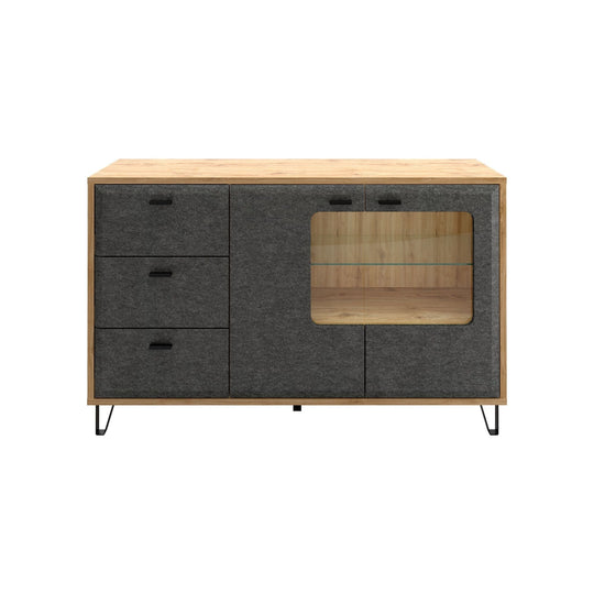 Comoda GRACE, stejar/gri antracit, PAL laminat, 144x42x90 cm