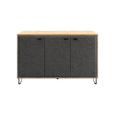 Comoda GRACE, stejar/gri antracit, PAL laminat, cu 3 usi, 144x42x90 cm