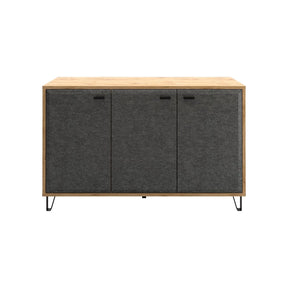 Comoda GRACE, stejar/gri antracit, PAL laminat, cu 3 usi, 144x42x90 cm