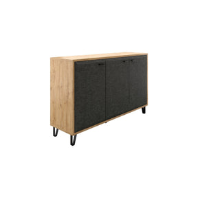Comoda GRACE, stejar/gri antracit, PAL laminat, cu 3 usi, 144x42x90 cm