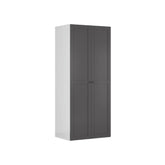 Dulap FLEX, alb/gri grafit, PAL, cu 2 usi, 100x66x240 cm