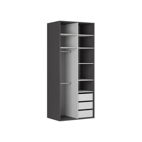 Dulap FLEX, gri grafit/stejar wotan, PAL, cu 2 usi, 100x66x240 cm