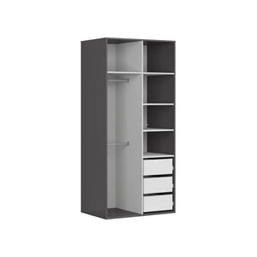 Dulap FLEX, gri grafit, PAL, cu 2 usi, 100x66x218 cm