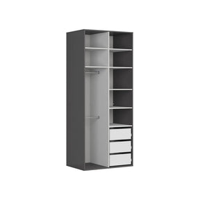 Dulap FLEX, gri grafit, PAL, cu 2 usi si oglinda, 100x66x218 cm