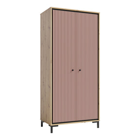 Dulap PARII PA01, stejar artisan/roz, PAL laminat, 89x54x196 cm
