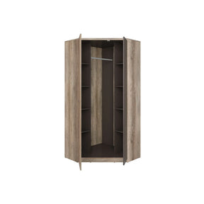 Dulap de colt MALCOLM, stejar, PAL, cu 2 usi, 96x96x206 cm