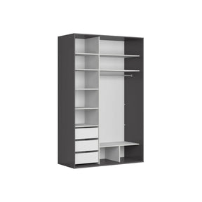 Dulap FLEX, gri grafit/stejar artisan, cu 2 usi si oglinda, 150x66x240 cm