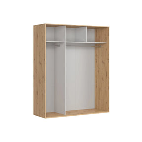 Dulap FLEX, stejar artisan/negru lucios, PAL, cu 2 usi glisante, 180x66x218 cm