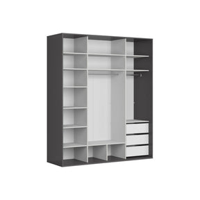 Dressing FLEX, gri grafit/stejar artisan, PAL, cu 2 usi, 200x66x240 cm