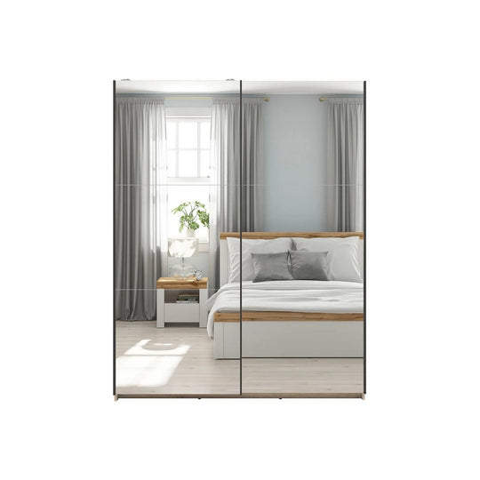 Dulap TETRIX, stejar sonoma, PAL, cu 2 usi si oglinzi, 154x60x196 cm