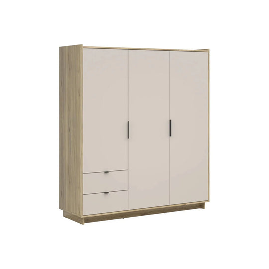 Dulap DALVA, stejar/casmir, PAL, cu 3 usi si 2 sertare, 180x60x202 cm