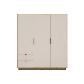 Dulap DALVA, stejar/casmir, PAL, cu 3 usi si 2 sertare, 180x60x202 cm