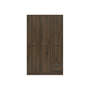 Dulap NEPO PLUS, stejar nobil, PAL laminat, cu 3 usi si 2 sertare, 119x55x197 cm