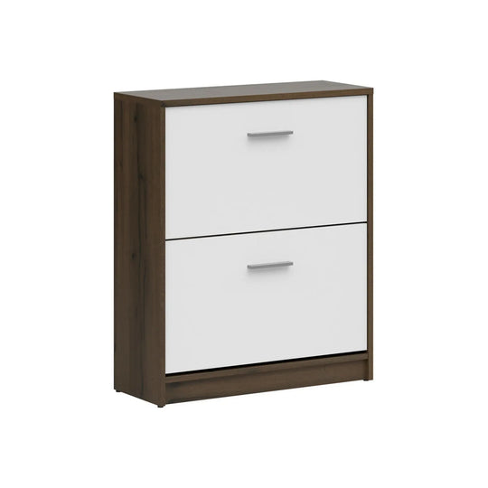 Pantofar NEPO PLUS, stejar inchis/alb, PAL laminat, 70x28x84 cm