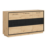 Comoda PONT, stejar artizanal/negru mat, PAL, 160x42x90 cm