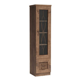 Vitrina living TEDY TYP T10, PAL melaminat, stejar lefkas, 46x190x44 cm, 1 usa si 2 sertare