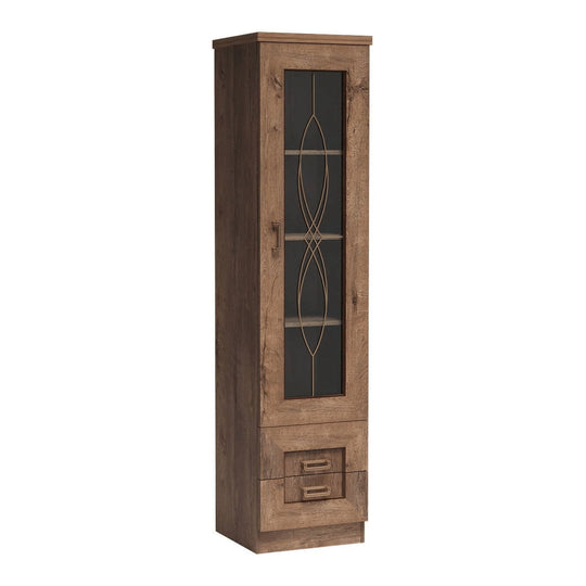 Vitrina living TEDY TYP T10, PAL melaminat, stejar lefkas, 46x190x44 cm, 1 usa si 2 sertare