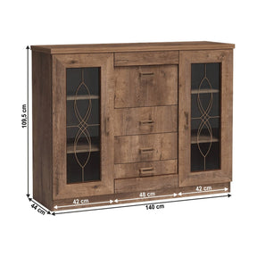 Comoda TEDY TYP T14, PAL, stejar lefkas, 140x44x109.5 cm