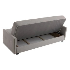 Canapea extensibila MARO, stofa clasica gri - Mossa 09, cu lada depozitare, 207x95x95 cm