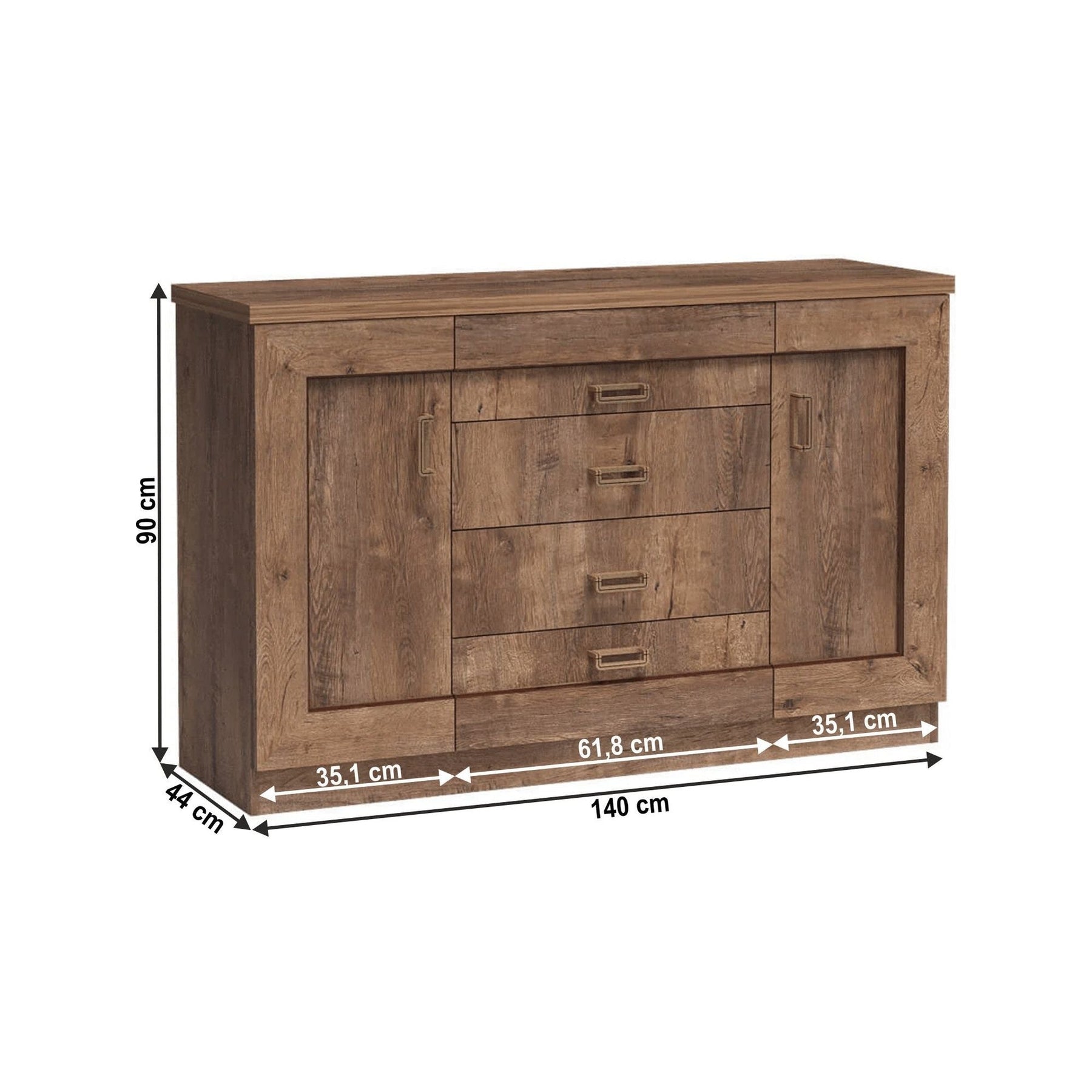Comoda TEDY TYP T6, PAL, stejar lefkas, 140x44x90 cm