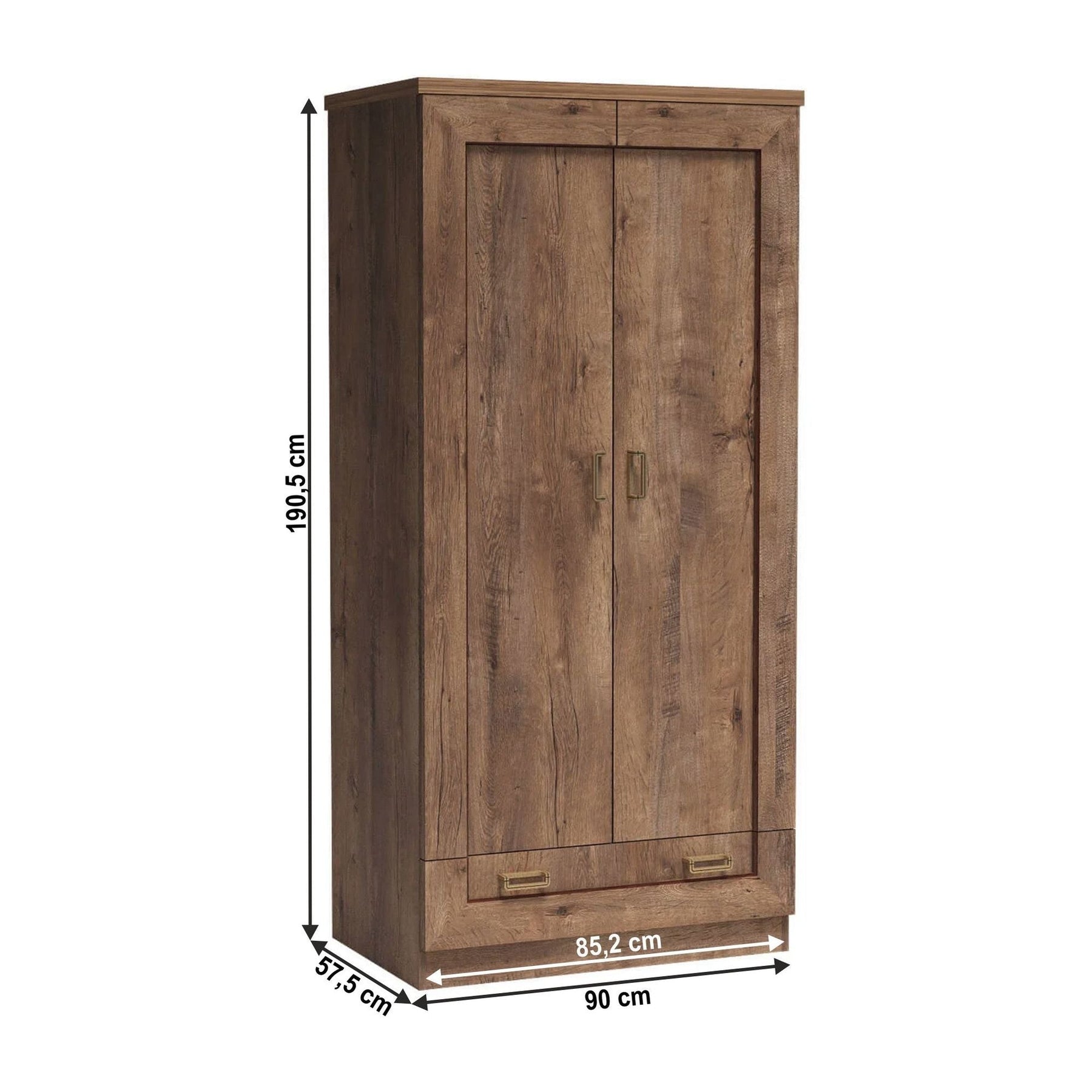 Dulap dormitor TEDY Typ T7, PAL melaminat, stejar lefkas, 90x57x190 cm, 2 usi si 1 sertar