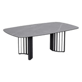 Masuta LIPARI, negru cu efect de marmura/negru, ceramica/metal, 120x70x42 cm