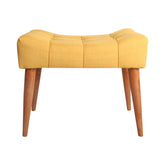 Taburet galben cu picioare din nuc, ideal pentru living sau dormitor – primabucata