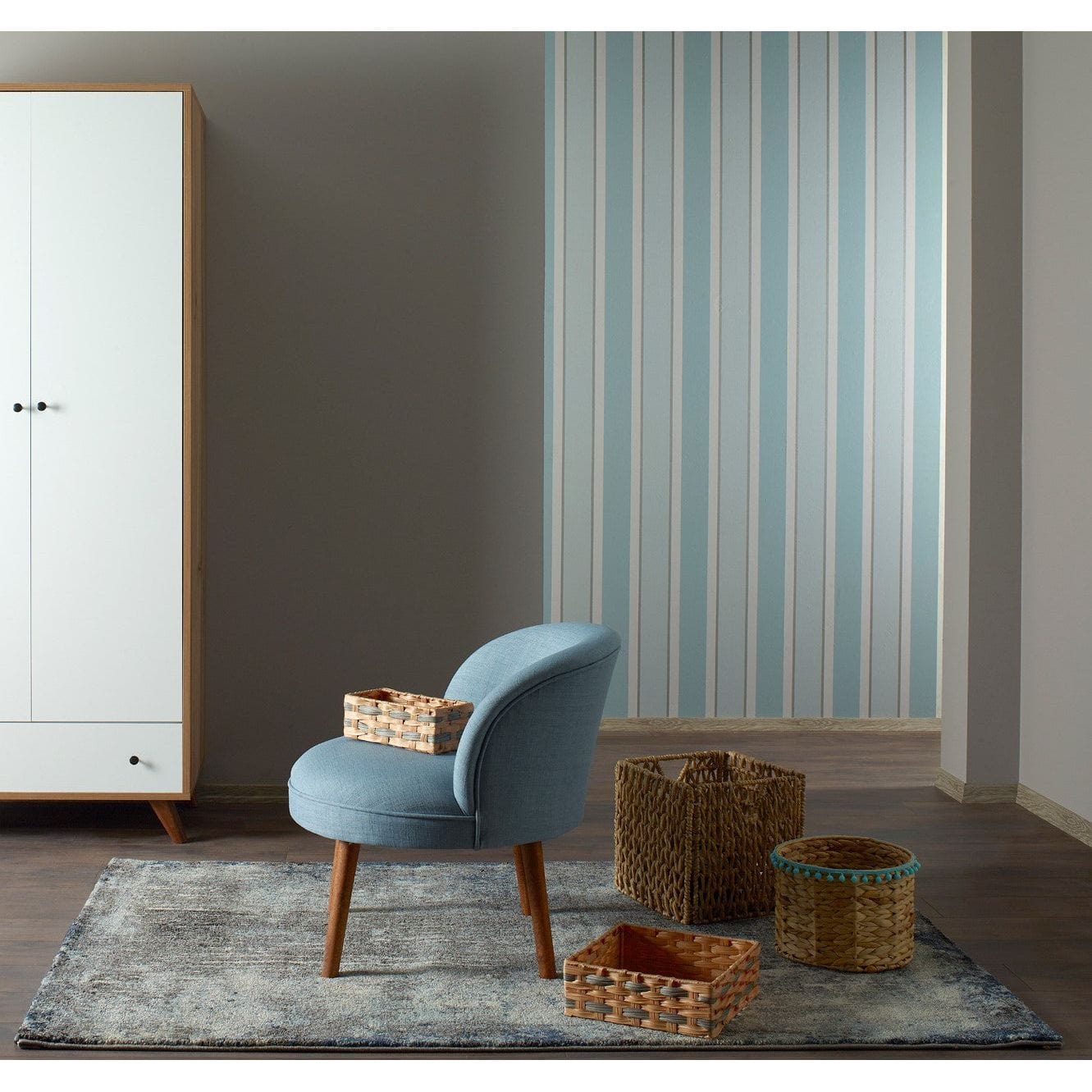 Taburet AMSTERDAM OCN-30250, albastru deschis