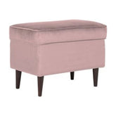 Taburet roz cu picioare din lemn, ideal pentru un living elegant – primabucata