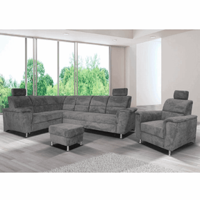 Taburet SANTIAGO, stofa catifelata gri - Matrix 17, 58x58x41 cm