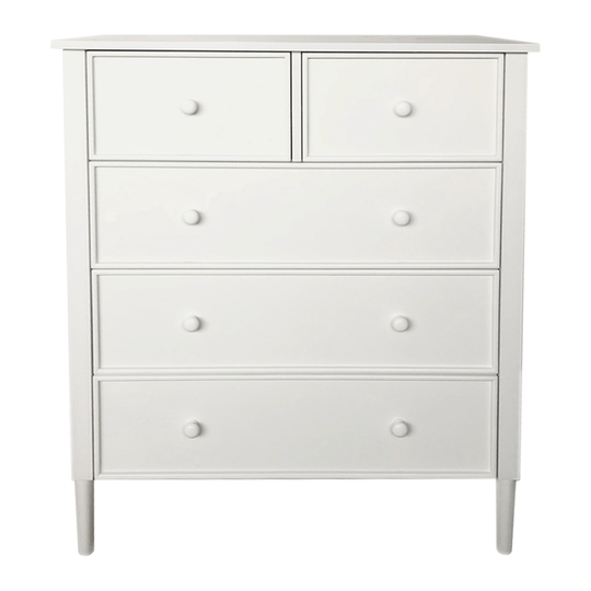 Comoda TEANA, alba, cu 5 sertare, 80x40x95 cm