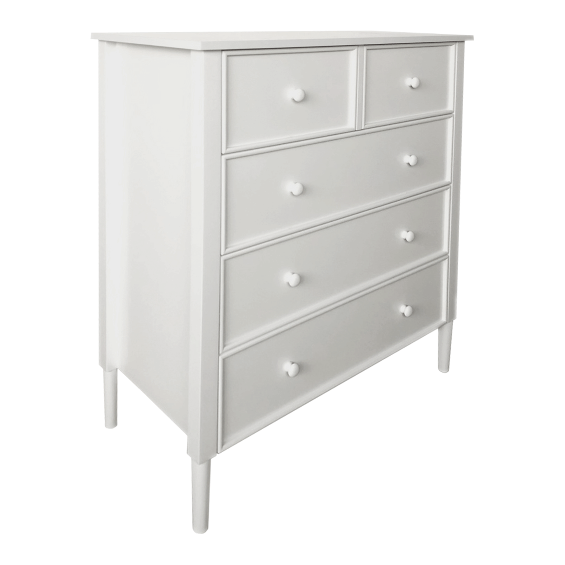 Comoda TEANA, alba, cu 5 sertare, 80x40x95 cm