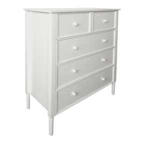 Comoda TEANA, alba, cu 5 sertare, 80x40x95 cm