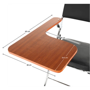 Scaun conferinta cu masuta TEKER, negru/crom, piele ecologica/lemn/metal, 49x82x77 cm