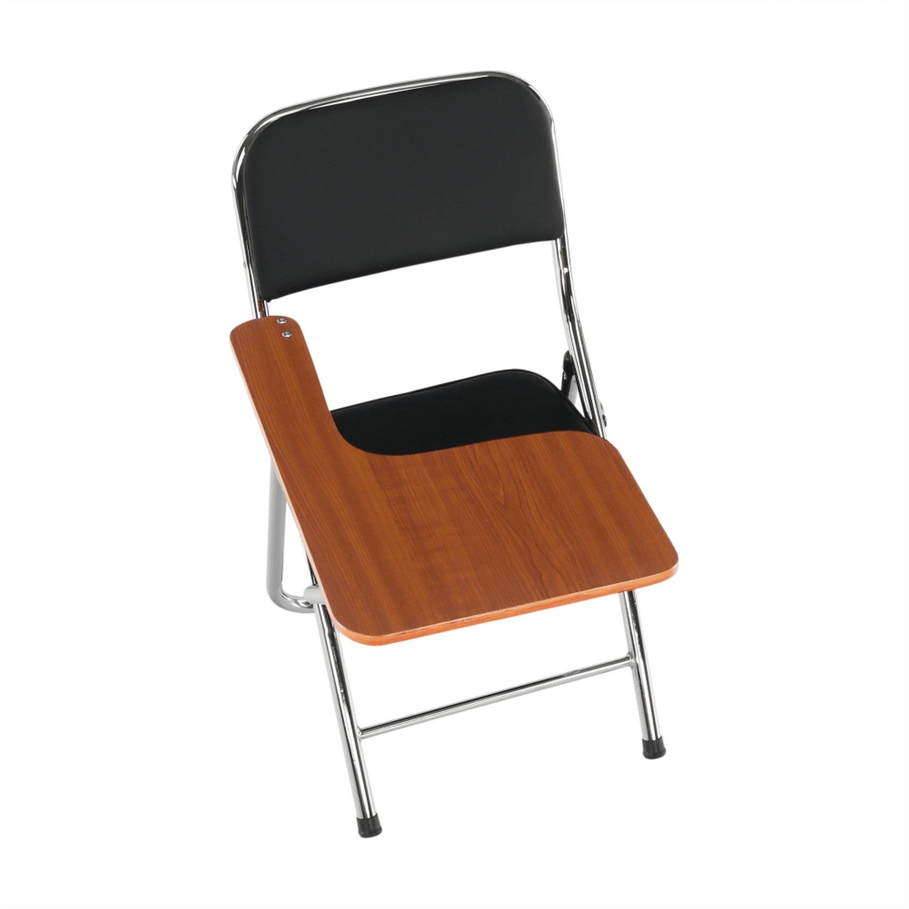 Scaun conferinta cu masuta TEKER, negru/crom, piele ecologica/lemn/metal, 49x82x77 cm