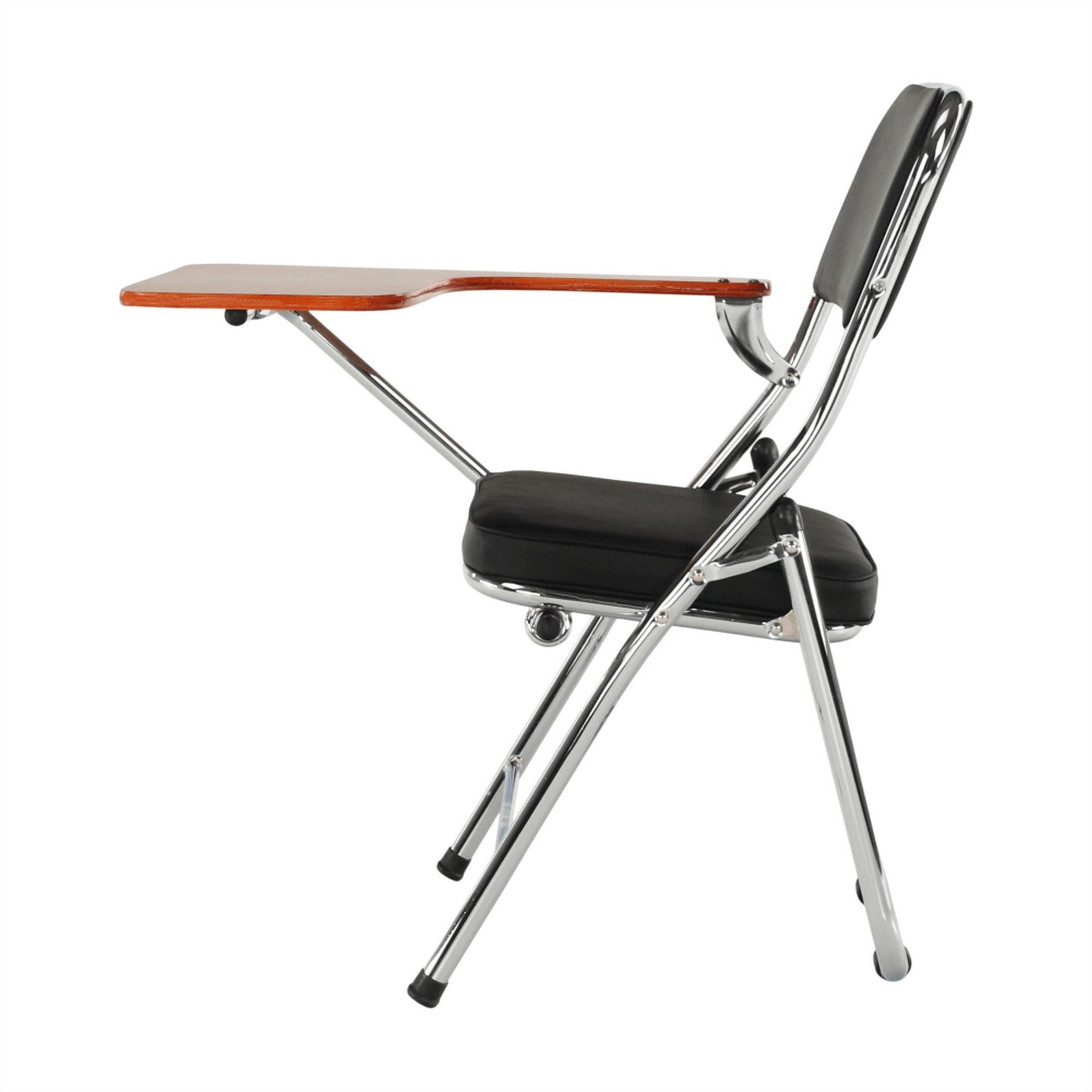 Scaun conferinta cu masuta TEKER, negru/crom, piele ecologica/lemn/metal, 49x82x77 cm