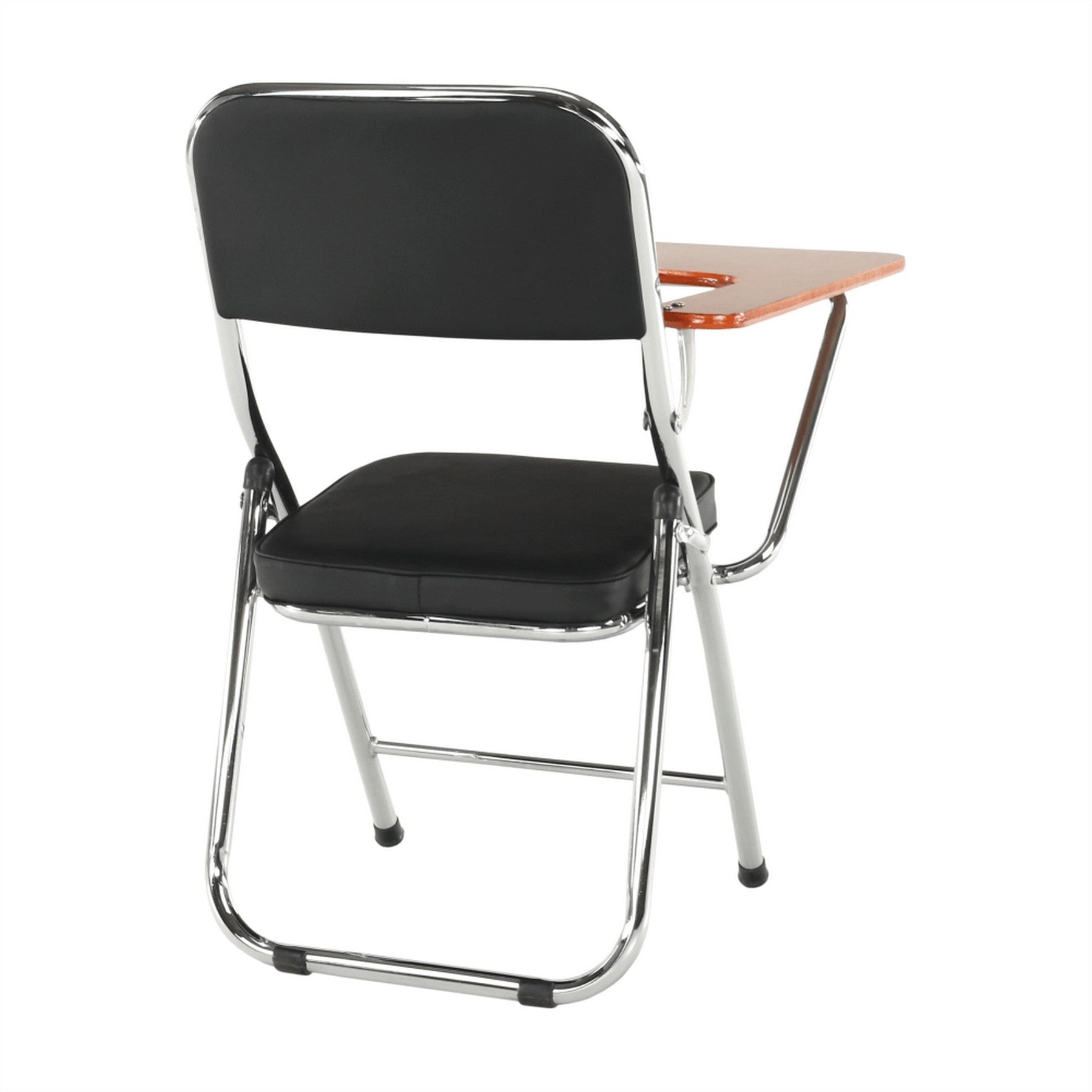 Scaun conferinta cu masuta TEKER, negru/crom, piele ecologica/lemn/metal, 49x82x77 cm