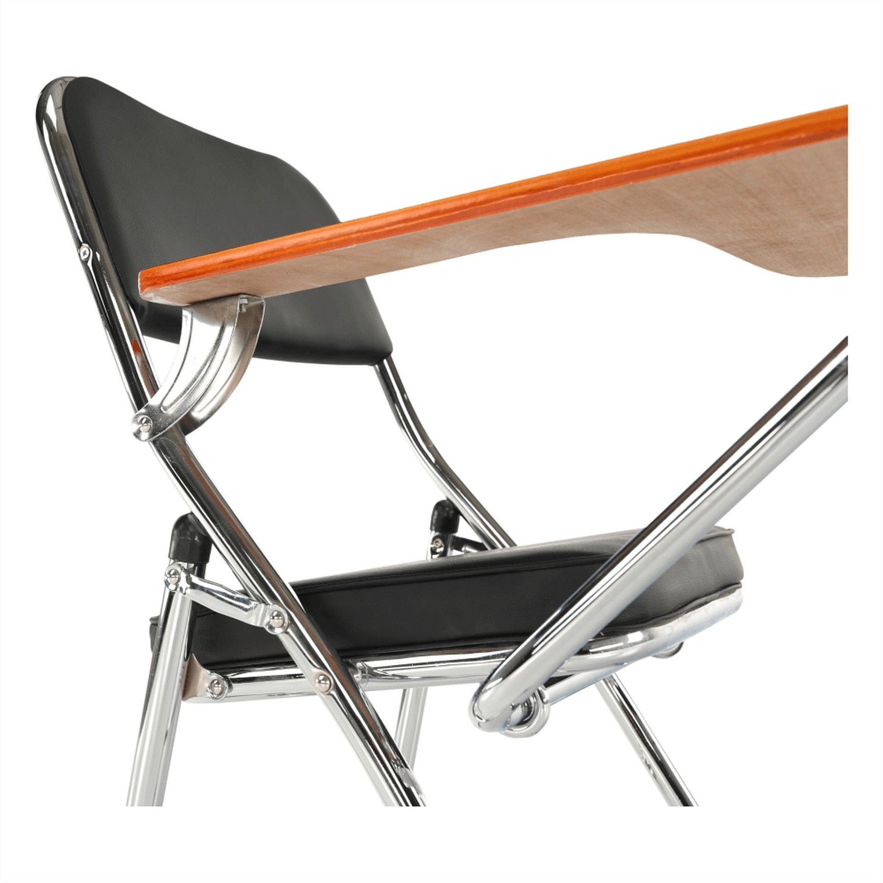 Scaun conferinta cu masuta TEKER, negru/crom, piele ecologica/lemn/metal, 49x82x77 cm