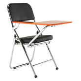 Scaun conferinta cu masuta TEKER, negru/crom, piele ecologica/lemn/metal, 49x82x77 cm