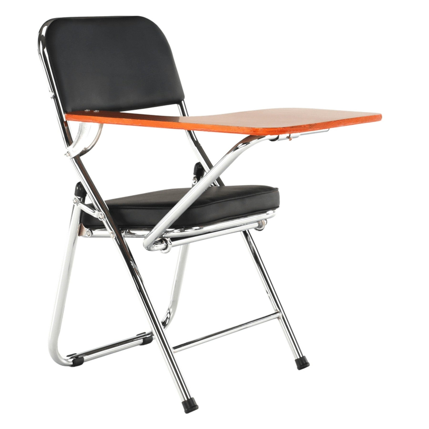 Scaun conferinta cu masuta TEKER, negru/crom, piele ecologica/lemn/metal, 49x82x77 cm