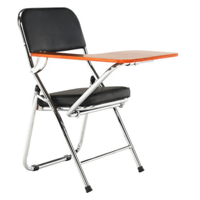 Scaun conferinta cu masuta TEKER, negru/crom, piele ecologica/lemn/metal, 49x82x77 cm